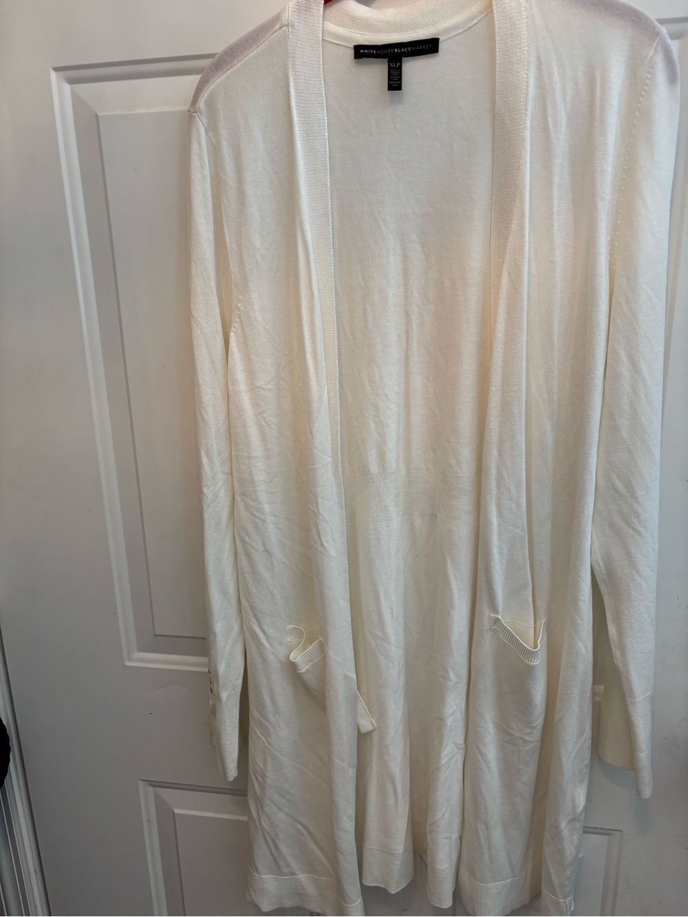 White House Black Market Women’s Off-White Open-Front Cardigan